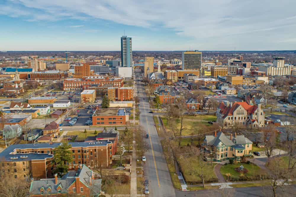 South Bend Indiana Aerial View Looking East.