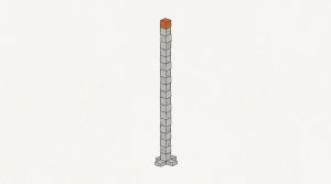 Illustration: a very tall, thin column of stacked blocks with one orange block on top